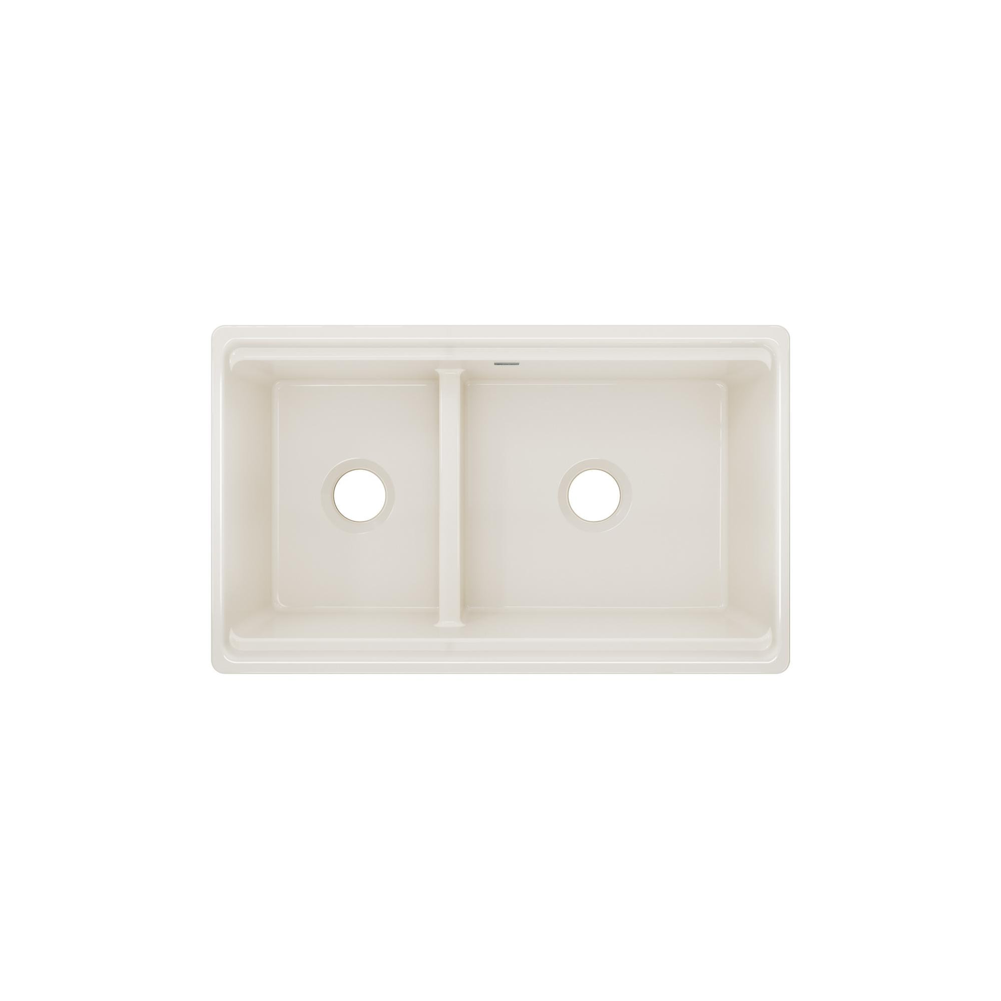 33" L x 20" W Double Basin Farmhouse/Apron Kitchen Sink, Biscuit