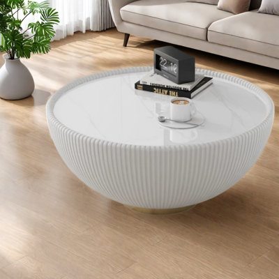 Tables d'appoint rondes modernes, table unique en métal, MDF et pierre frittée pour salon