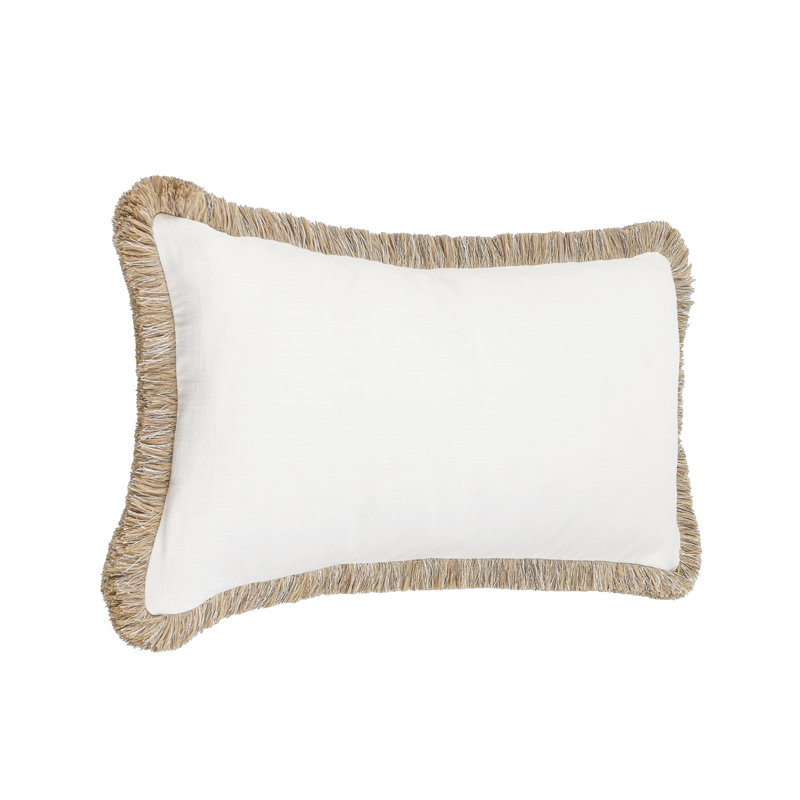Cara Fringe Linen Blend Throw Pillow, 16"H x 36"W, Rectangular