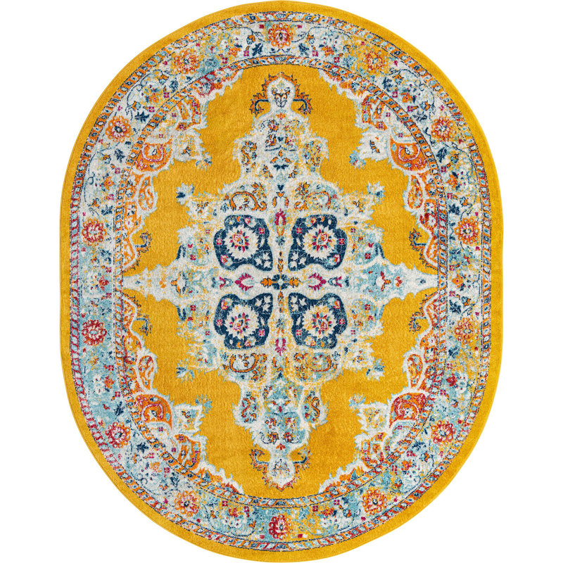 Mirveta Oriental Indoor Rug, Oval 7'10" x 10'