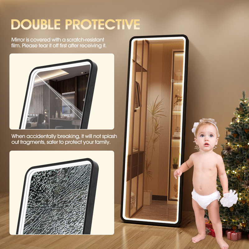 Aluminum Rectangle Floor Mirror, Black