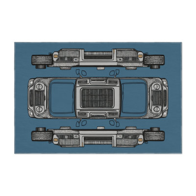Tapis intérieur et extérieur bleu Transport