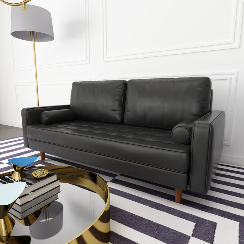 Caite 70'' Faux Leather Sofa, Black