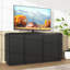Meuble télé 4 portes noir moderne, panneau de particules durable, centre de divertissement spacieux
