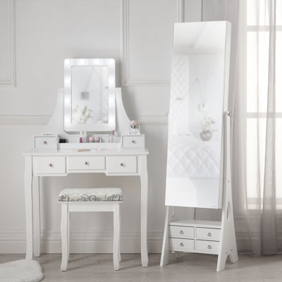 Gully Dressing Table with Mirror and Seat and Storage Included