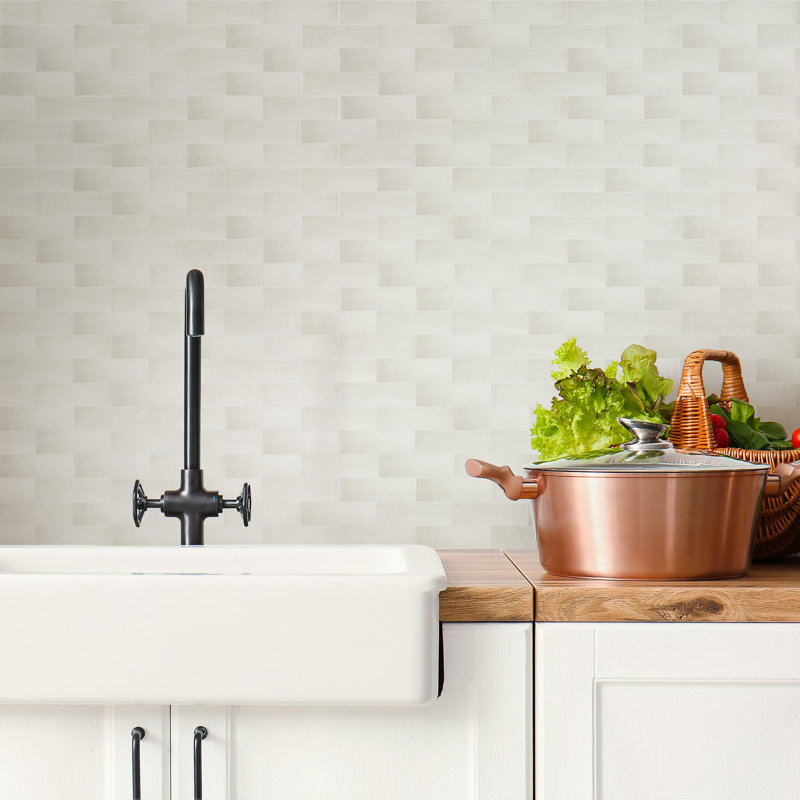 Carrelage mural en porcelaine 2 "x 6" Coco, Blanc nuage