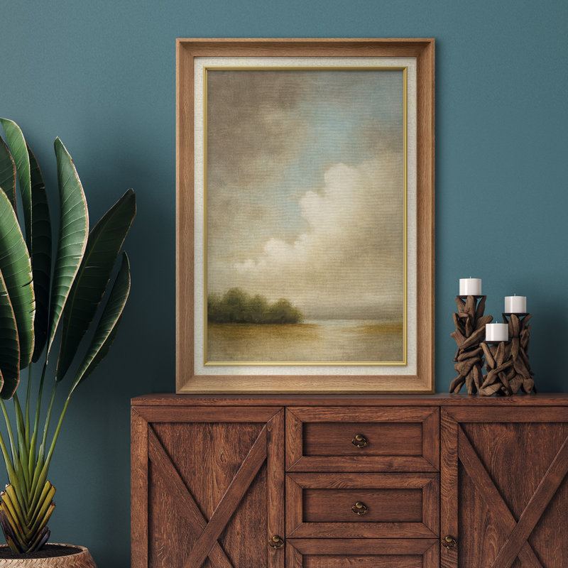 Œuvre encadrée de qualité supérieure - impression de paysage rétro pour décor de salon - 26 po x 36 po, Naturel