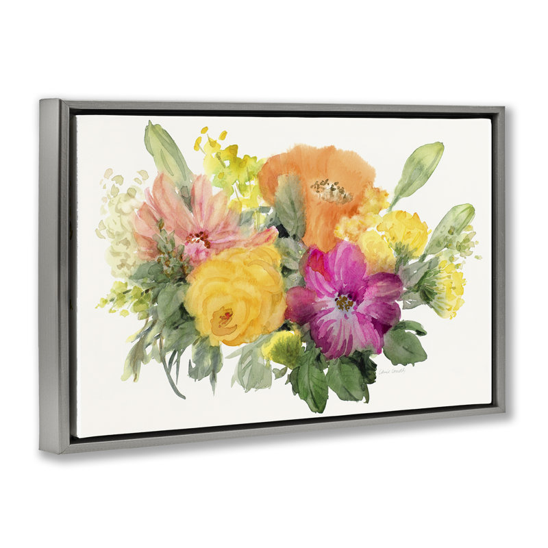 «Bold Bouquet Beauty», toile flottante encadrée par Lanie Loreth, Cadre flottant gris lustré, H 17 po x l 25 po
