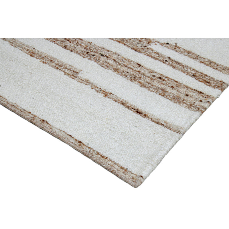 Wool Area Rug in Black/White/Light Gray, Rectangle 6' x 9'