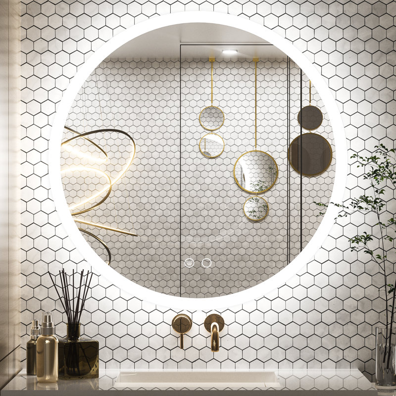 Round Dimmable Anti-Fog LED Vanity Mirror, 32" x 32"