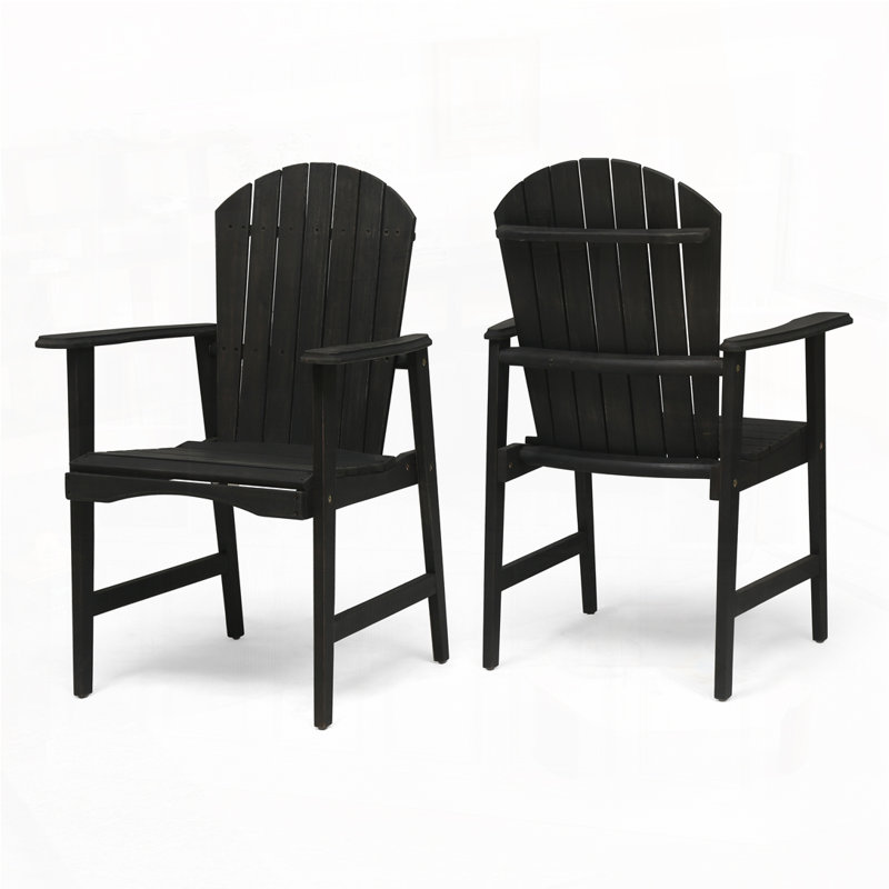 Chaises de salle à manger d'extérieur en bois d'acacia Adirondack (, Gris foncé