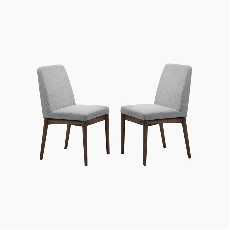 Chaise de salle à manger rembourrée en tissu gris, brun (ensemble de 2)