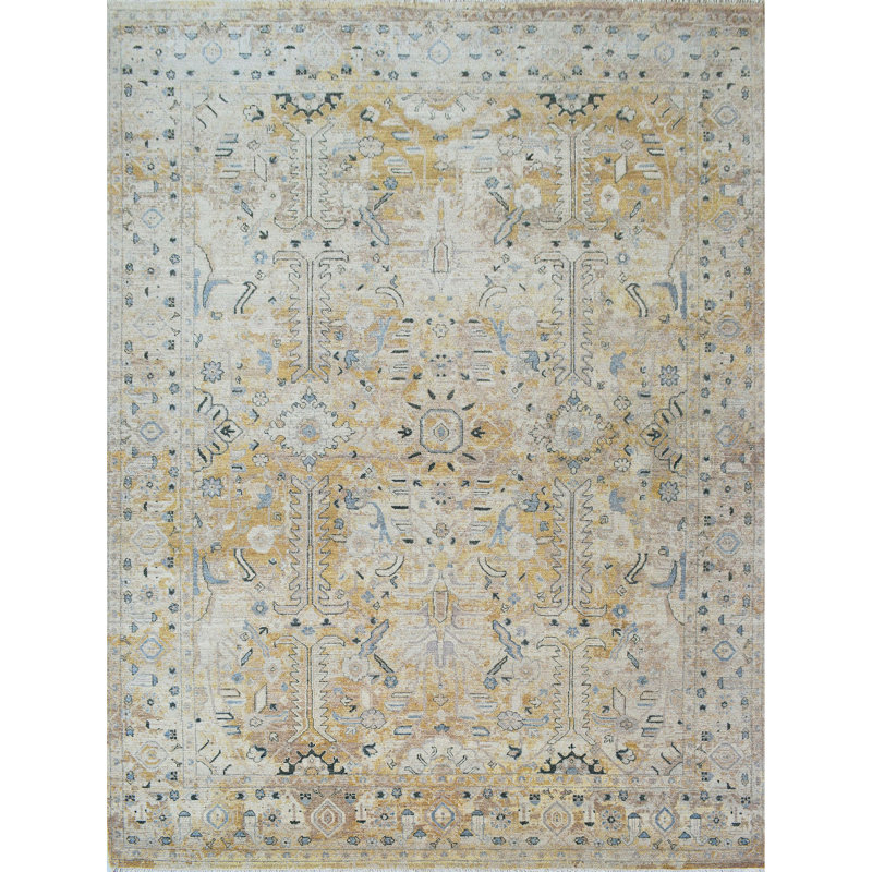 Tapis rectangulaire en laine noué à la main, Rectangle 6 pi x 9 pi