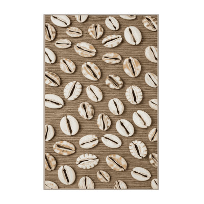 Washable Cowrie Shell Collection Coastal Area Rug
