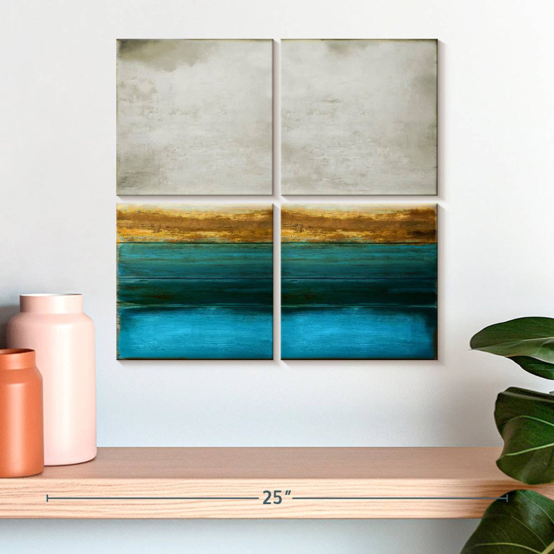Or sur turquoise, H 18 po x l 18 po