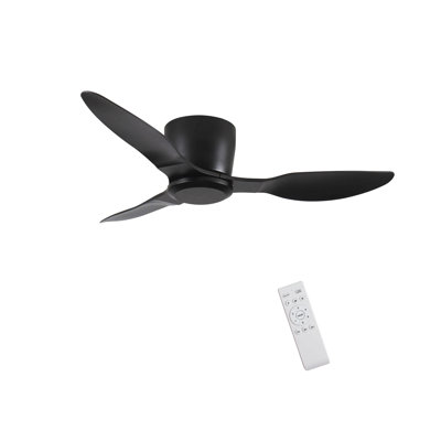 40" Flush Mount Ceiling Fan Without Light, 3 Reversible Blades, With 6 Speeds Reversible Dc Motor,Low Profile Ceiling Fan With No Light For Living Room Kitchen Bedroom