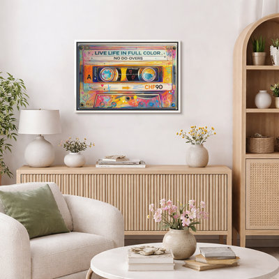 Cassette Tape Artwork, Retro Music Pictures, Framed Canvas Giclee Print Wall Art