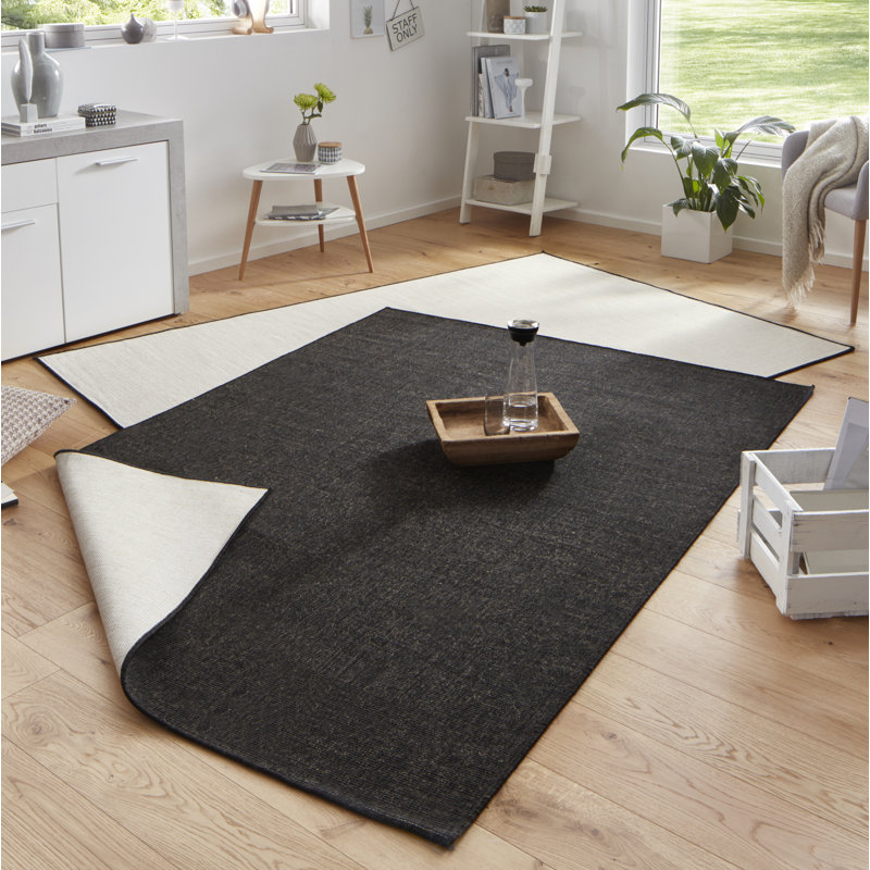 Uni Miami Flatweave Black Rug, Rectangular 120 x 170cm