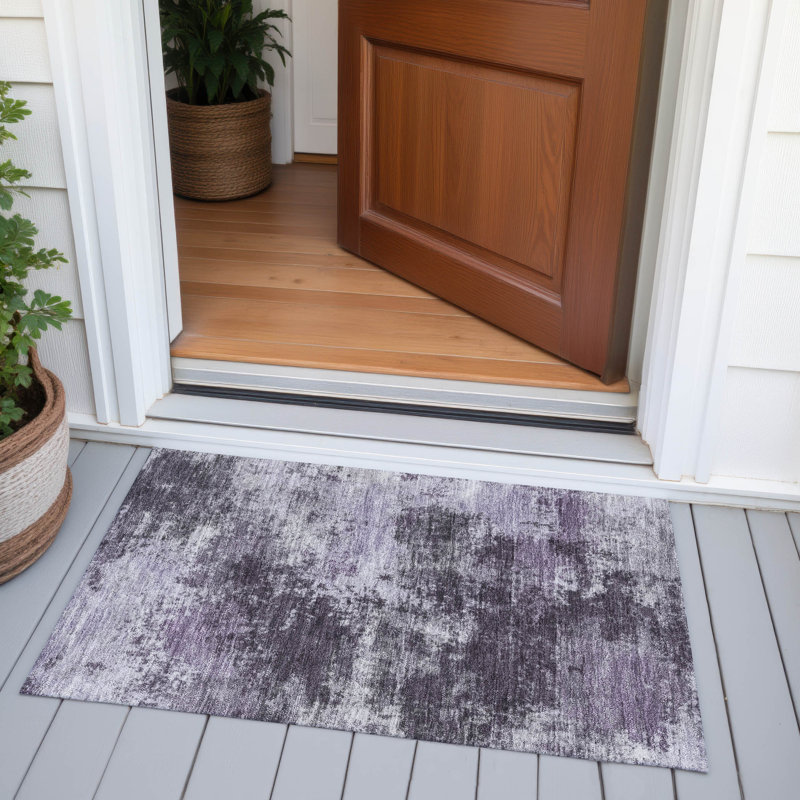 Machine Washable Indoor/Outdoor Xhevrie Purple Rug, Rectangle 1'8" x 2'6"