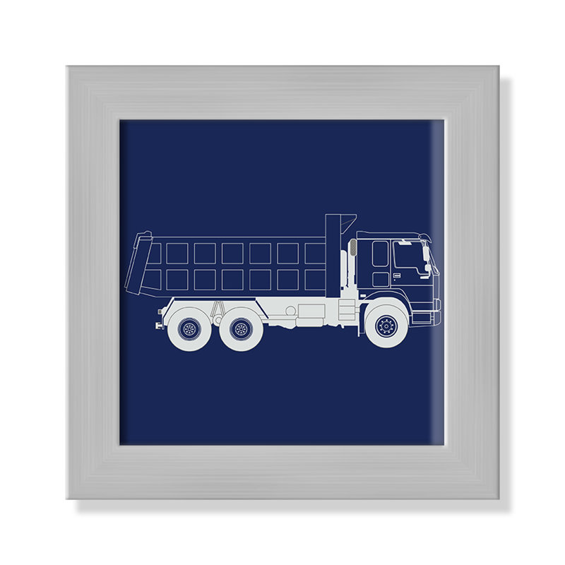 Art encadré Wild Camions, H 8 po x l 8 po x P 0,6 po, Encadré plat argent