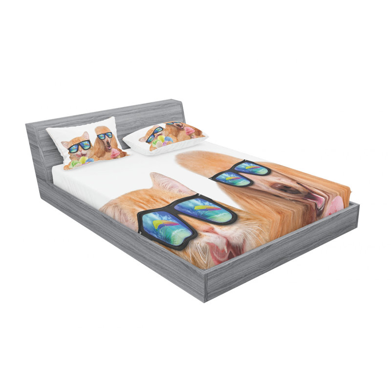 Ensemble de draps Cat Ice, Ensemble de drap pour grand lit avec drap-housse