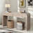 Minelba Farmhouse Console Table with Two Hidden Handle Drawers and Curved Edge
