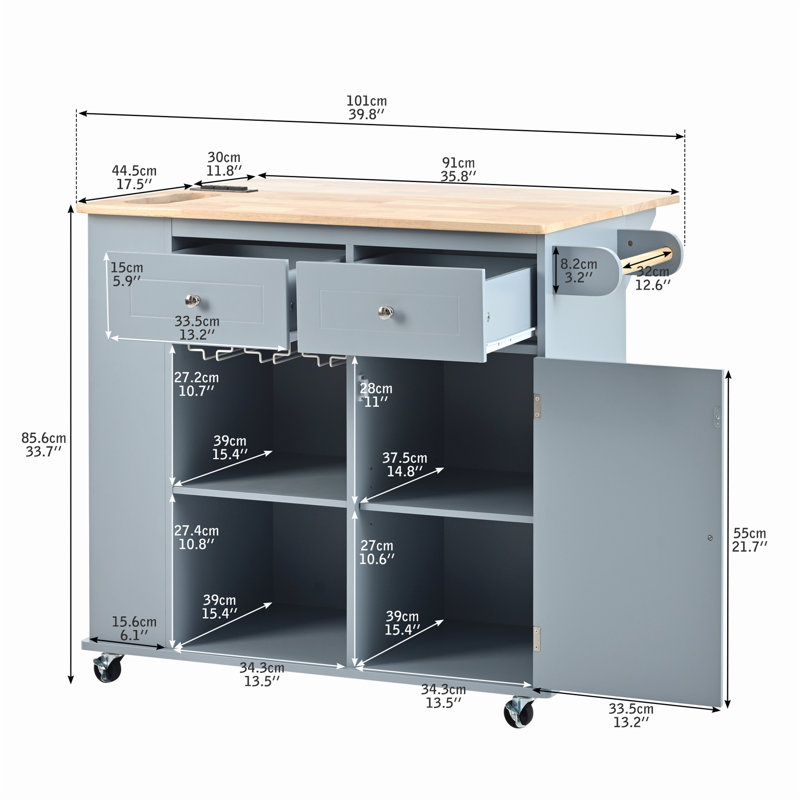 Versatile Kitchen Island with Multiple Functionalities for Home and Dining, Blue