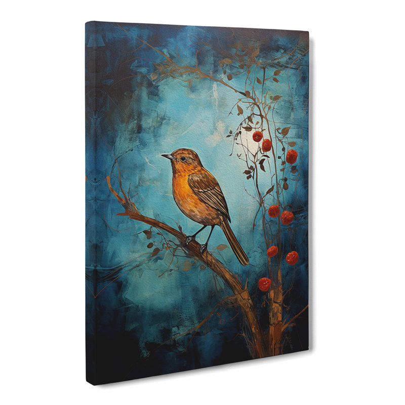 Robin Bird Expressionism - Wrapped Canvas, 50cm H x 35cm W x 3cm D