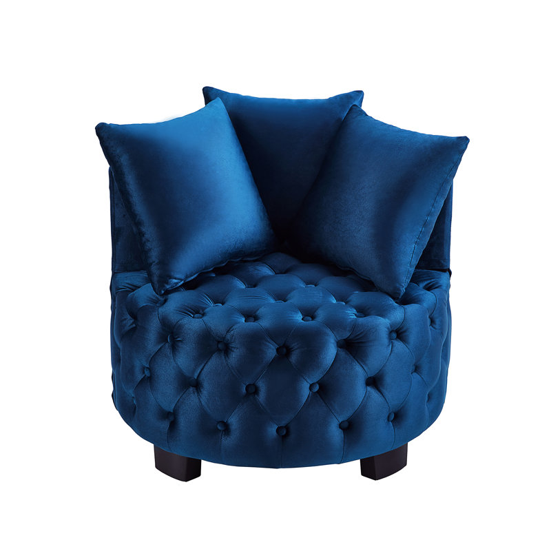 Chaise d'appoint contemporaine rembourrée et capitonnée, Marine