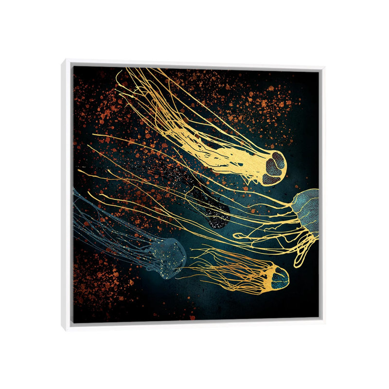 " Metallic Jellyfish ", 37" H x 37" W x 1.5" D, White Framed Canvas, No Matte