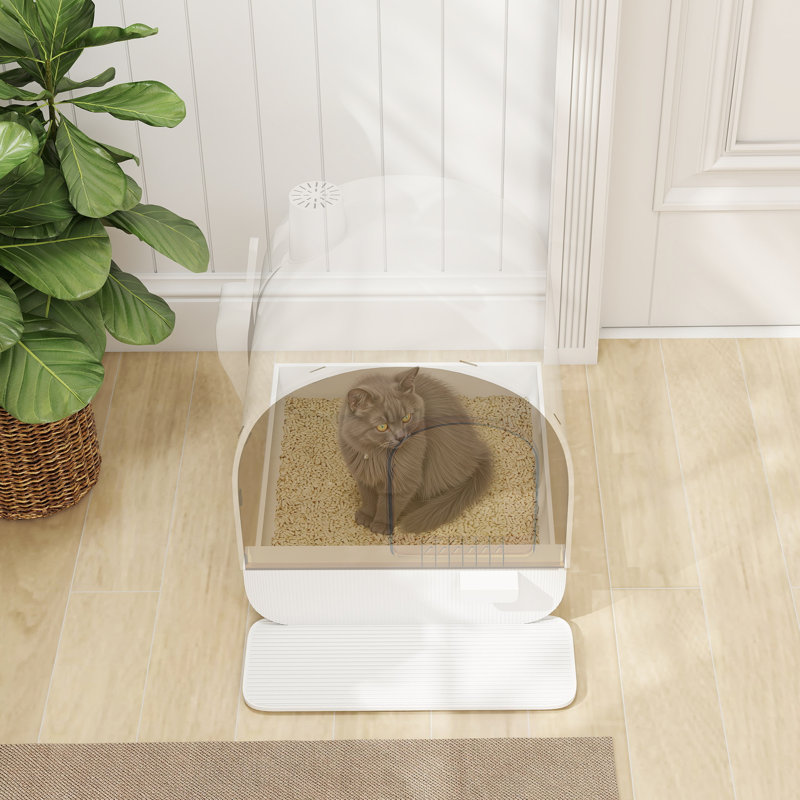 Hooded Cat Litter Tray with SlideOut Drawer 43 x 44 x 47cm White