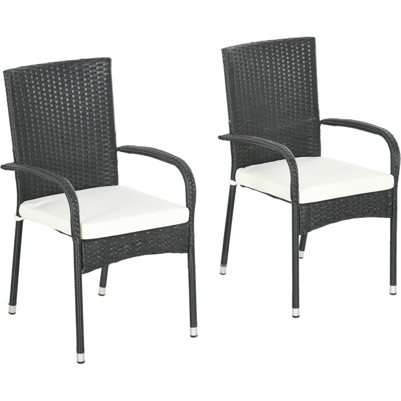 Cambrey Outdoor Dining Armchair with Cushion, Cream White/Black