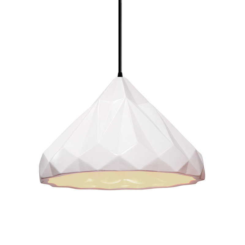 Cattier 1 - Light Single Geometric Pendant, Matte Black, Gloss White