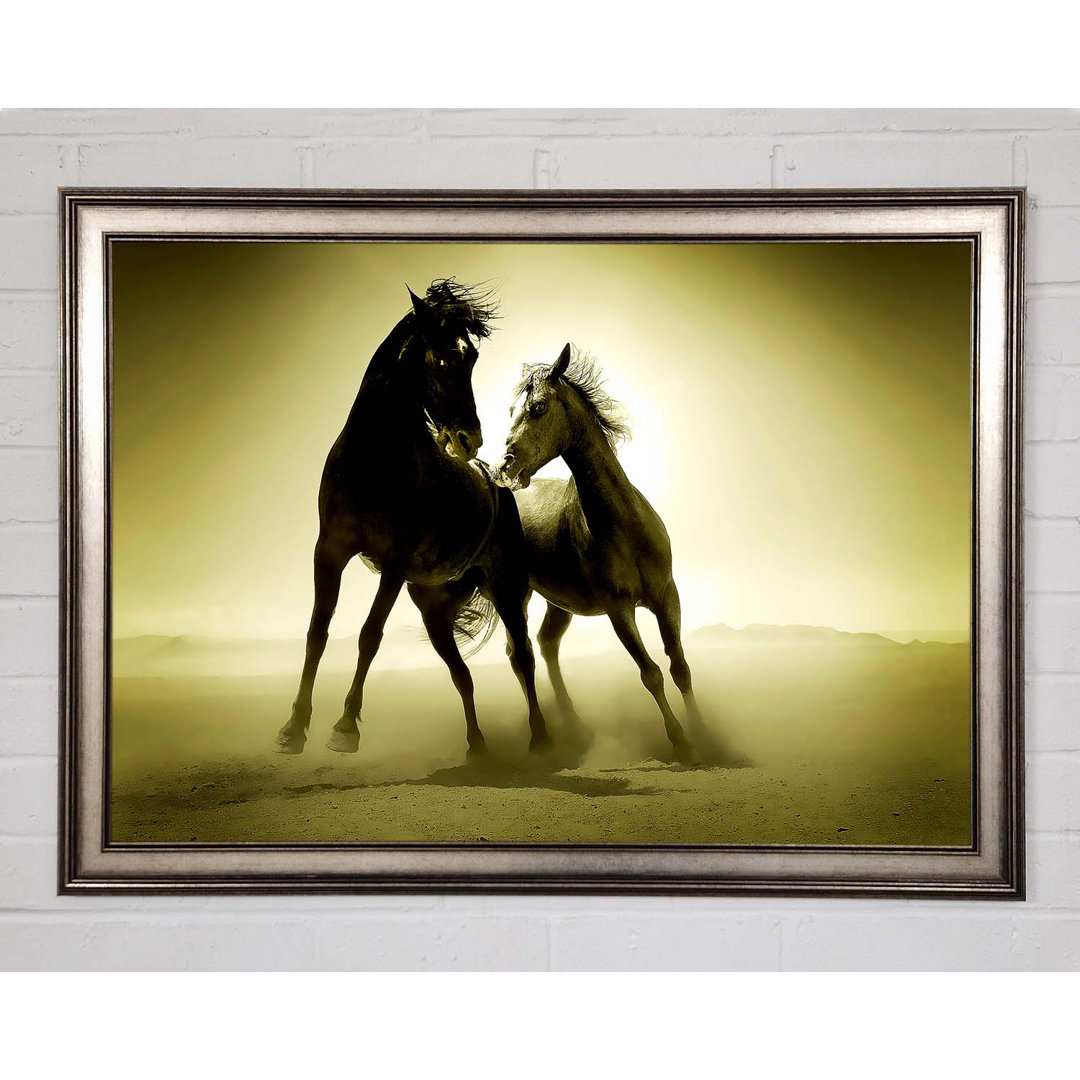 The Love Of Horses Sepia - Einzelne Bilderrahmen Kunstdrucke