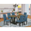 Ensemble de salle à manger moderne 5 pièces comprenant une table rectangulaire en bois avec pieds en V et 4 chaises rembourrées en lin et tissu imitation peau de suède, 101,6 x 182,9 cm, multicolore-944329206-944610694