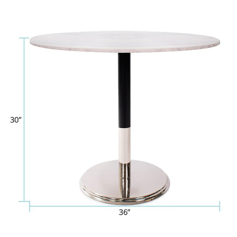 Micca Marble End Table, White, Silver/Black