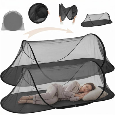 2 pièces grande moustiquaire pliable et portative pour moustiquaire pliable pour lit de camping, patio, voyage, extérieur, moustiquaire 78 * 31 * 22 pouces, moustiquaire pour adultes, chambre à coucher, noir