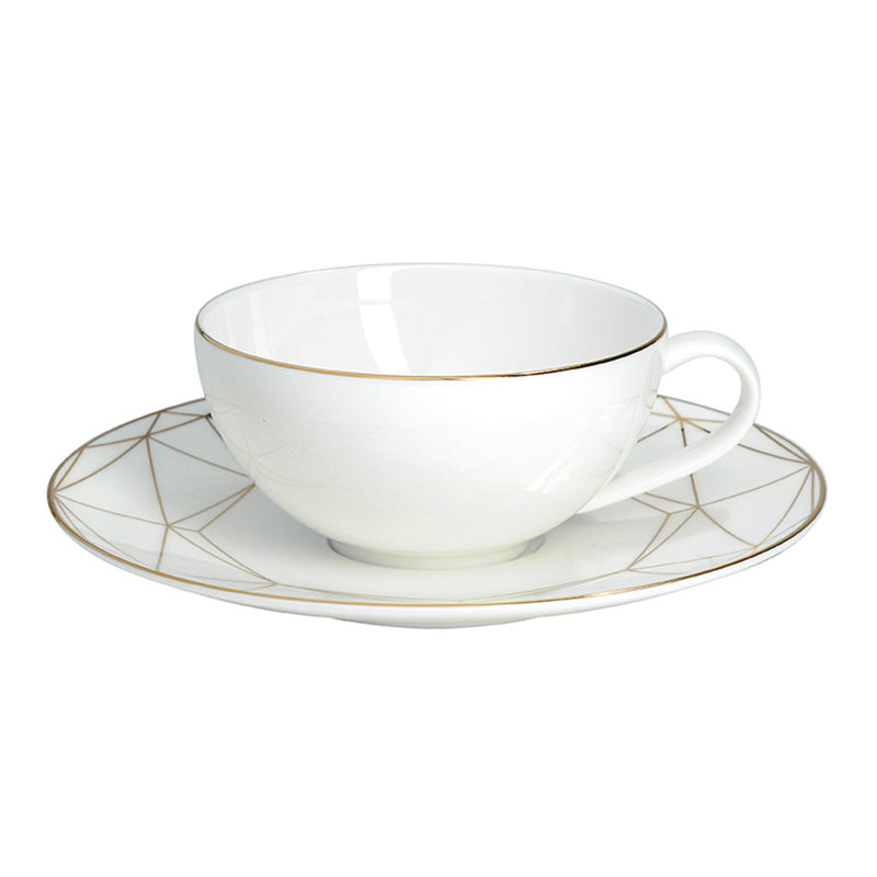 Gem Cut Gold Bone China Teacup