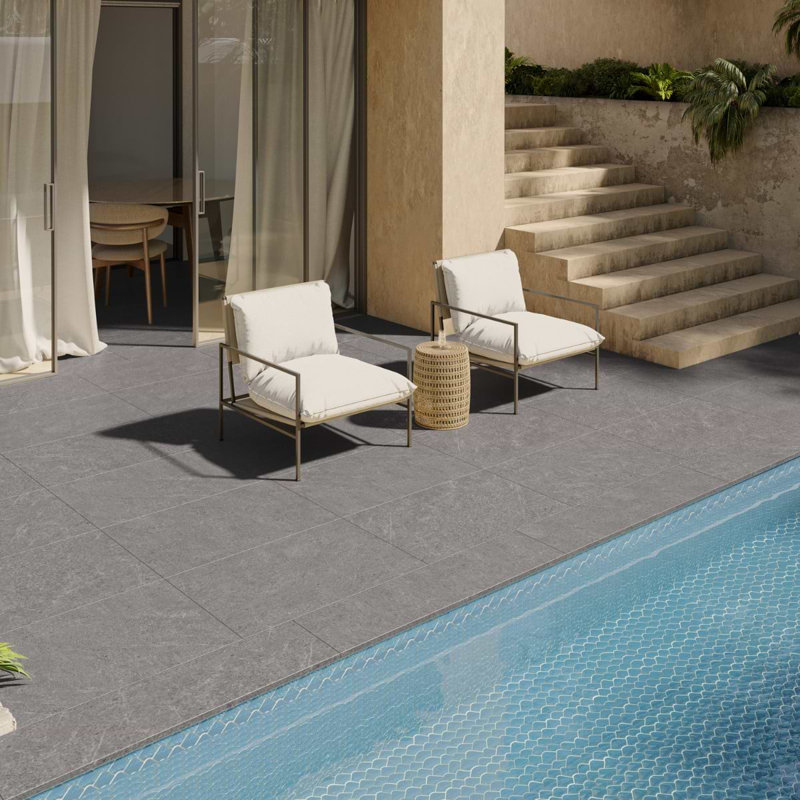 Era 24x36 Matte Limestone Look Porcelain Paver, Silver Gray