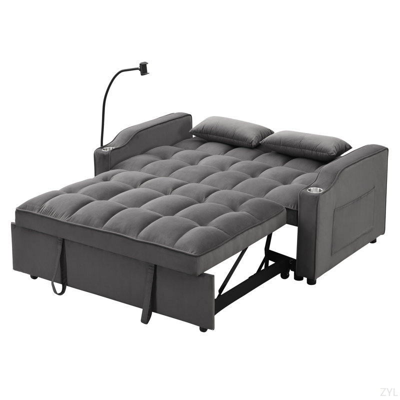 Canapé-lit avec couchette gris foncé