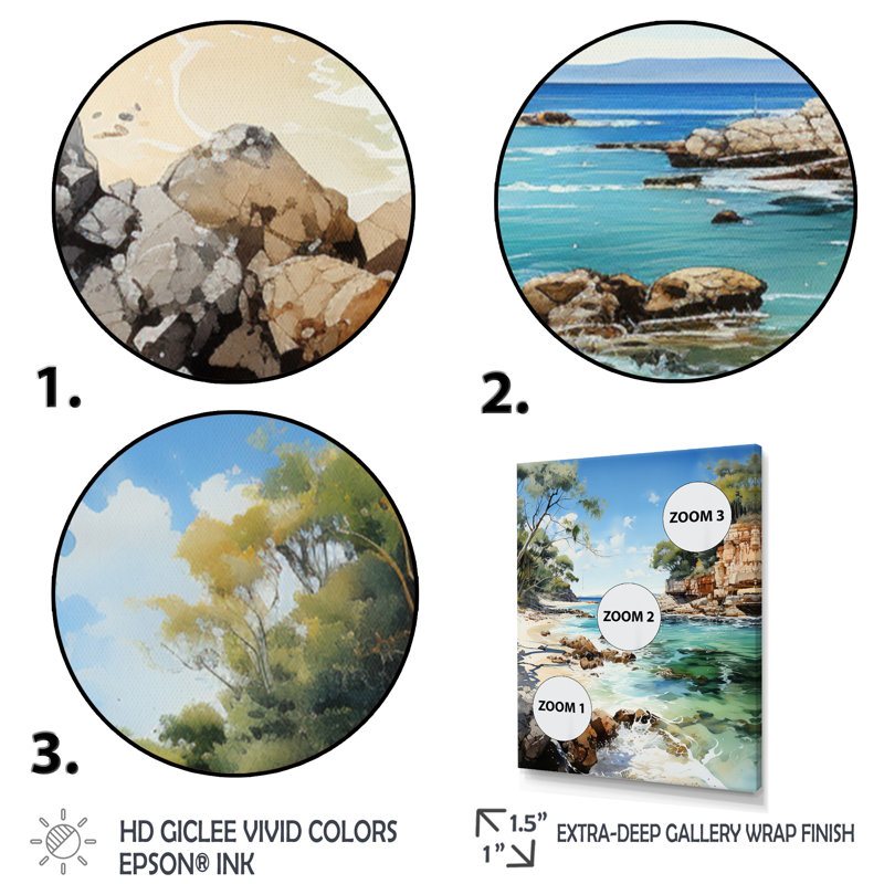 «Dominic Coastal Splendor» sur toile, H 32 po x l 24 po x P 1 po, Cadre photo noir
