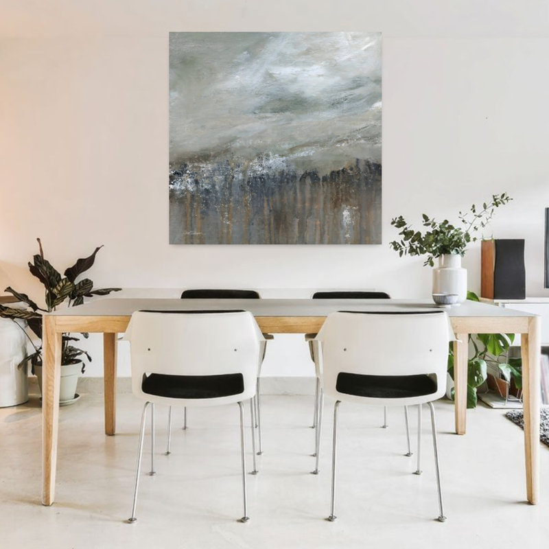 Tempête tempête abstraite, paysage éthéré contemporain, art mural, H 36 po x l 36 po