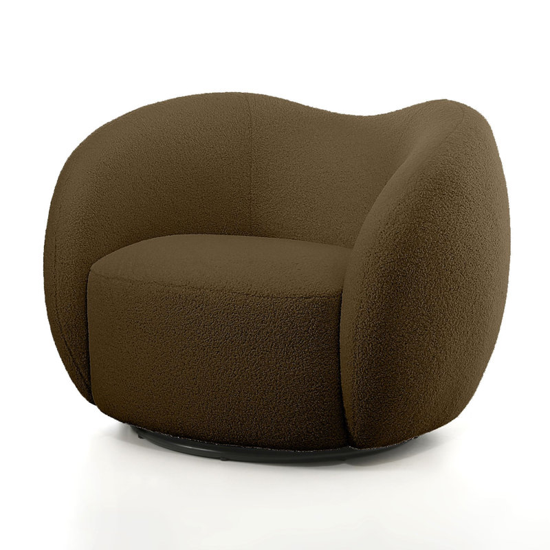 Upholstered Barrel Chair, Green Wool