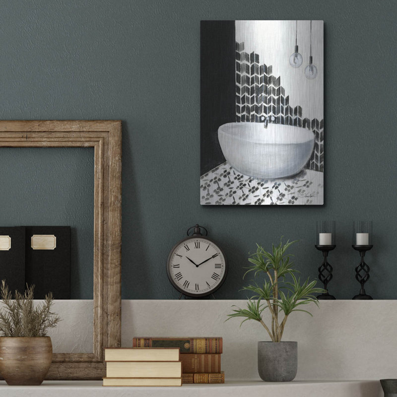  «Bathroom Patterns 1» par Silvia Vassileva, art mural en métal, 12 po x 16 po, H 16 po x l 12 po