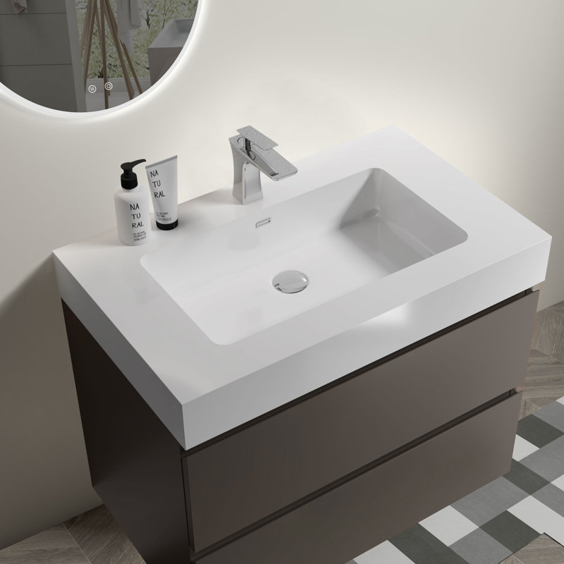 Meuble-lavabo 30 po avec lavabo, Blanc, Gris