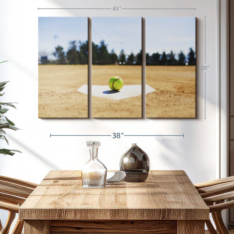 Impression sur toile Softball Base, H 28 po x l 45 po x P 1,25 po