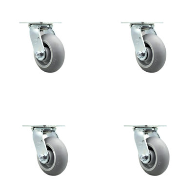 Thermoplastic Caster Set with Roller Bearing and Swivel Lock