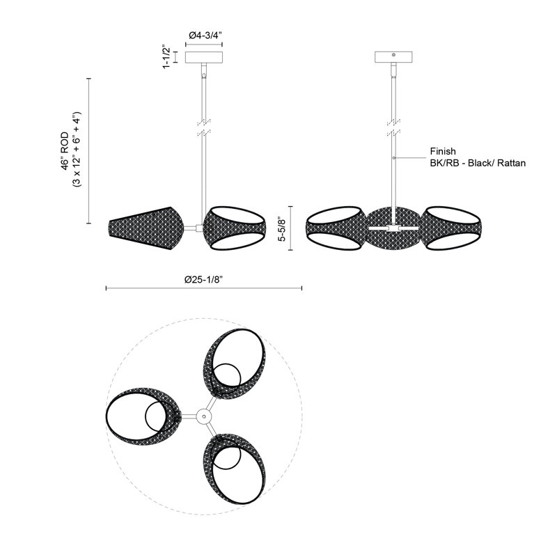Lanai 3 - Light LED Chandelier