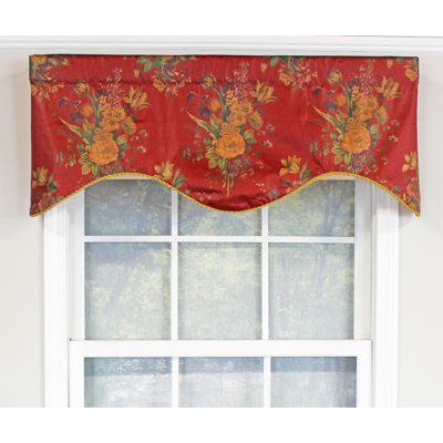 Cantonnière festonnée en coton floral 50 po