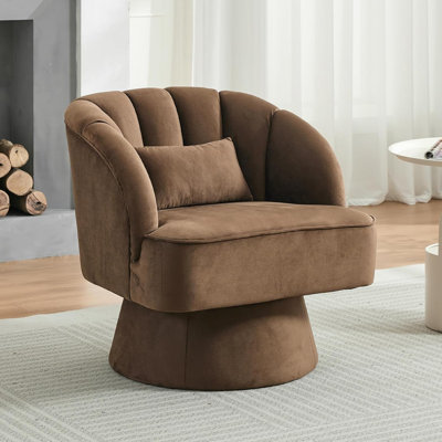 Fauteuil d'appoint moderne pivotant en tonneau, fauteuil rembourré à 360 ° avec dossier rayé et rembourrage moelleux
